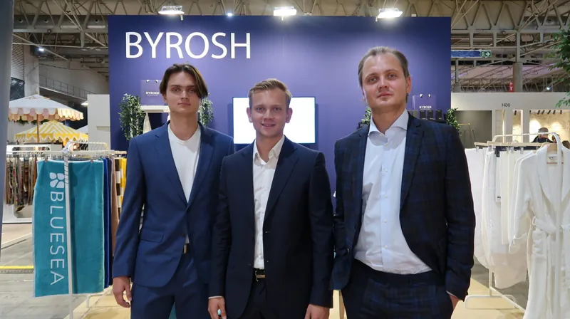 BYROSH founders Rodion, Vladislav and German at the InteriHOTEL stand