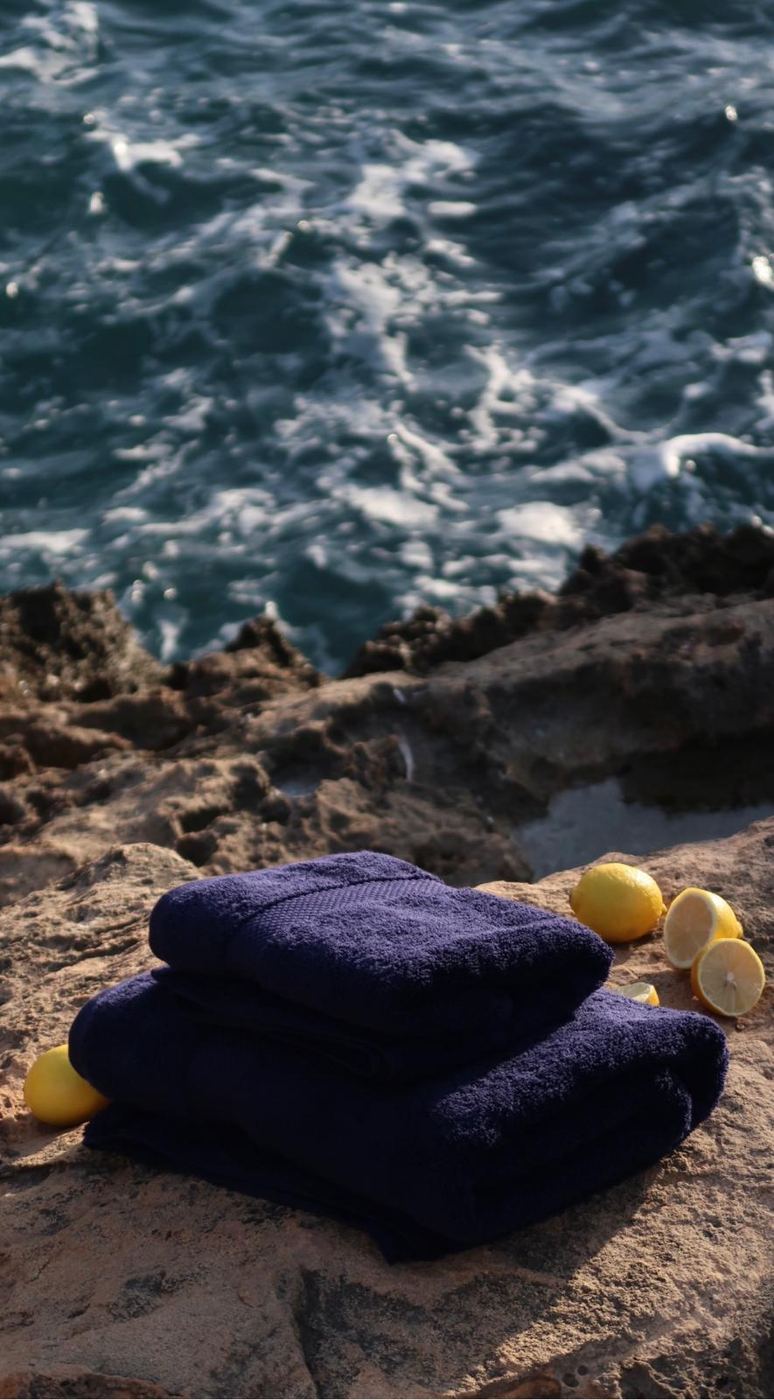 BYROSH navy towel set by the sea
