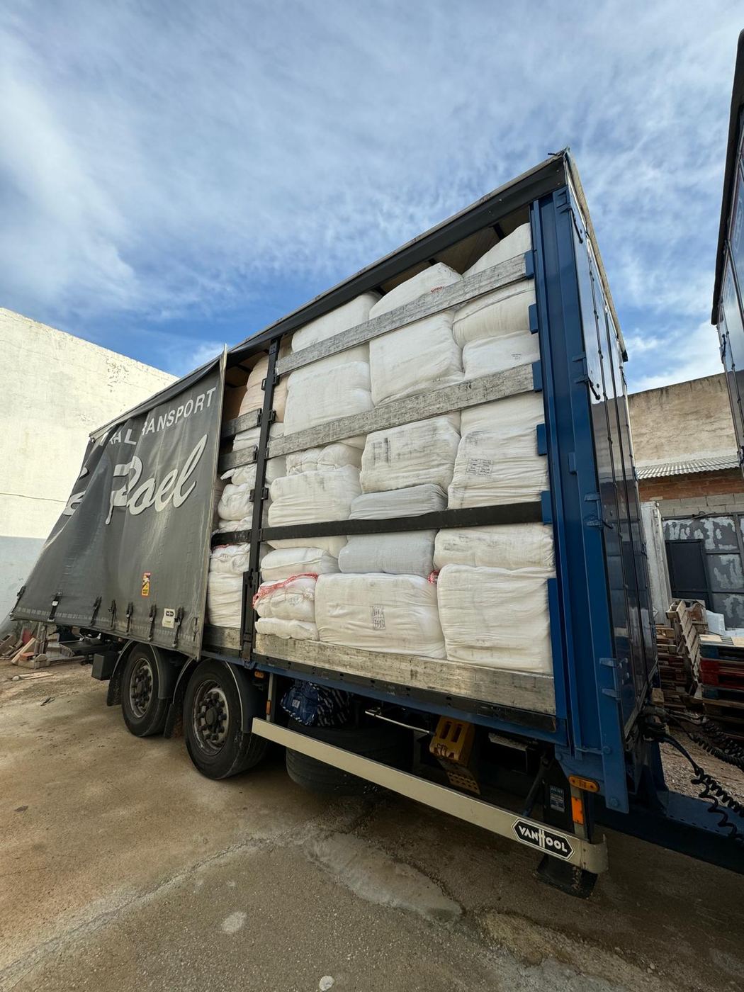 Truck loaded with BYROSH hotel textiles